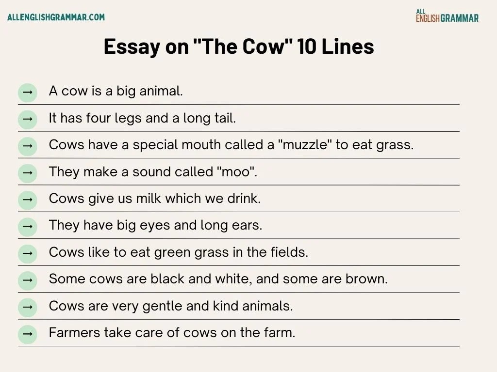 The Cow Essay 10 Lines for kids