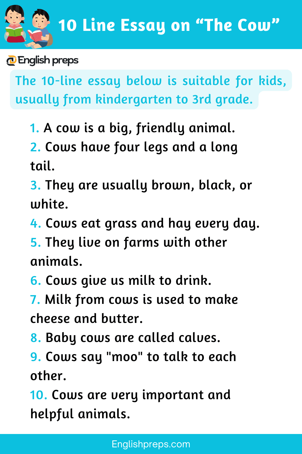 Cow Essay in 10 Lines for Kids